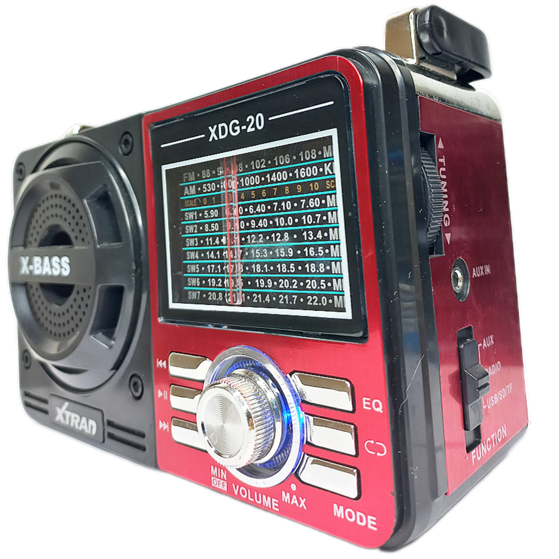 Caixa Som Portatil Retro Radio AM-FM Lelong LE-616 Vermelho